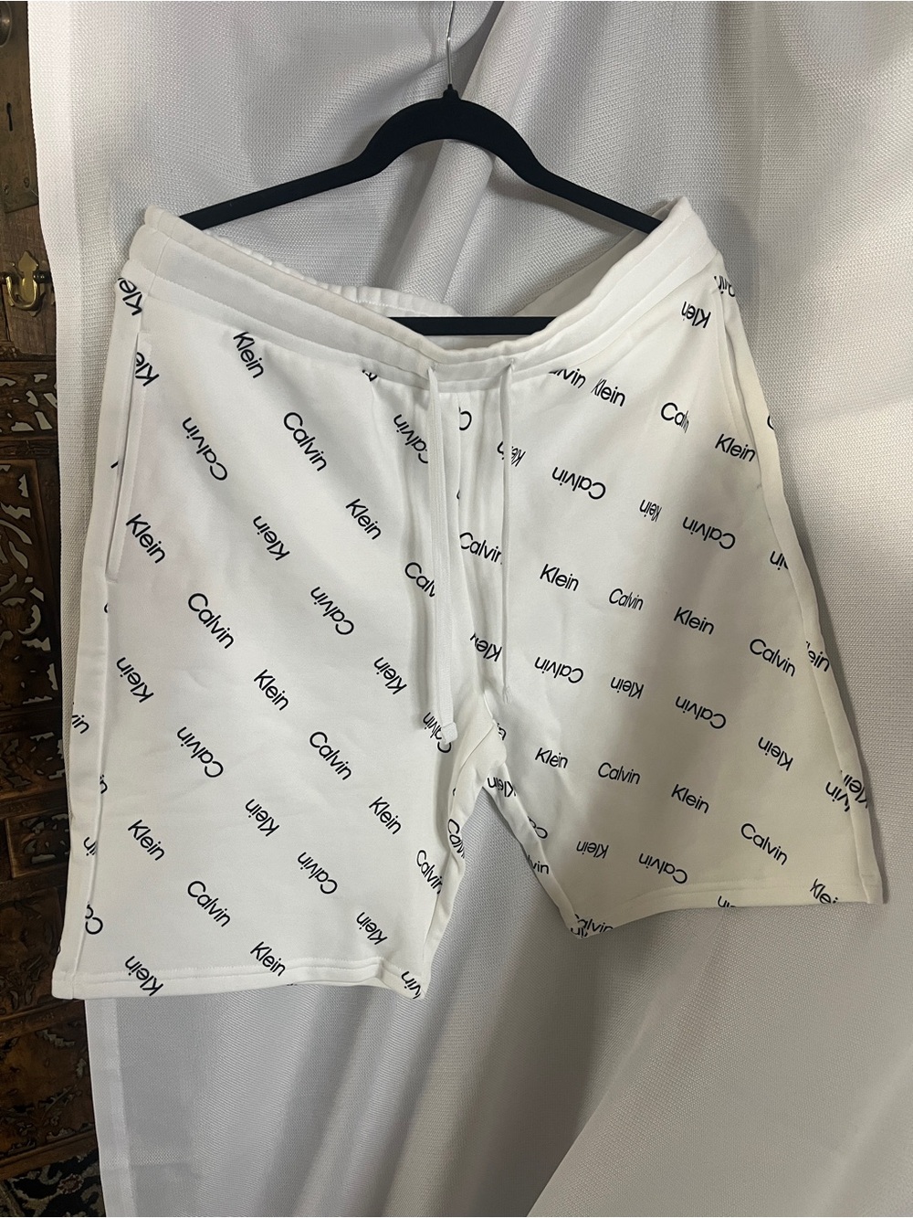 Calvin Klein White Logo Print Lounge Shorts